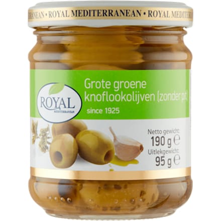 Groene knoflookolijven zonder pit