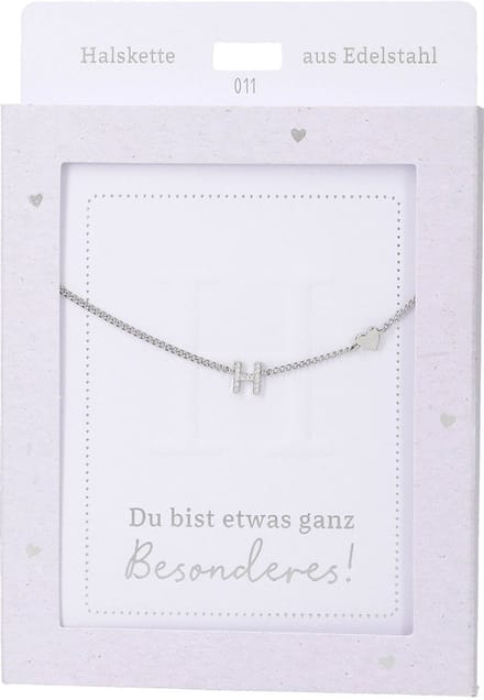 Depesche ketting zilver met letter H en hart hanger, verstelbaar.