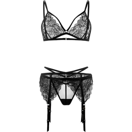 Kanten set met gouden details, 3 delig