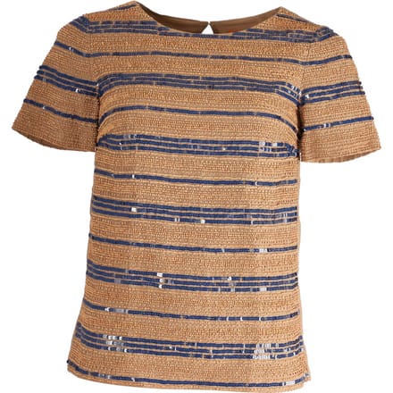Top van Tory Burch met kralen en pailletten in beige katoen.
