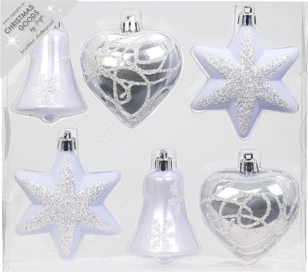 Christmas Goods Kersthangers - 6x - figuurtjes - wit - 9 cm - kerstversiering