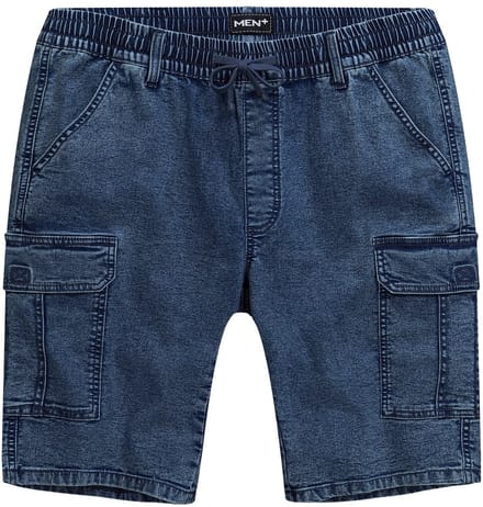 Men Plus - Heren - Jeans-cargobermuda - Donkerblauw denim - Maat 52