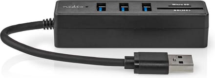 Nedis USB-Hub - USB-A Male - 3x USB A Female - 5-Poorts poort(en) - USB 3.2 Gen 1 - USB Gevoed - 5 Gbps - SD & MicroSD