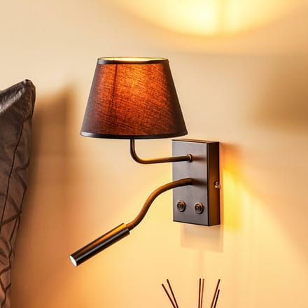 Luminex Wandlamp Soho, conisch, leeslampje zwart/goud