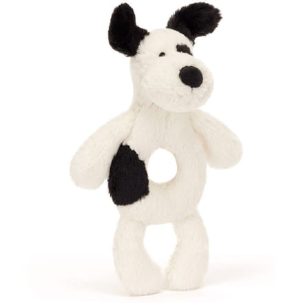 Jellycat | Bashful Black & Cream Puppy Ring Rattle