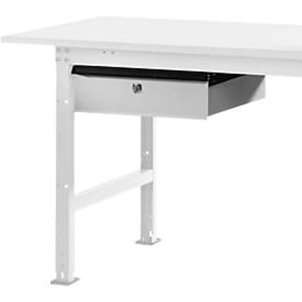 Manuflex AS0006.7035 Enkele lade in lichtgrijs RAL 7035, met slot, voor tafel diepte 800 mm, bxdxh= 425 x 550 x 135 mm