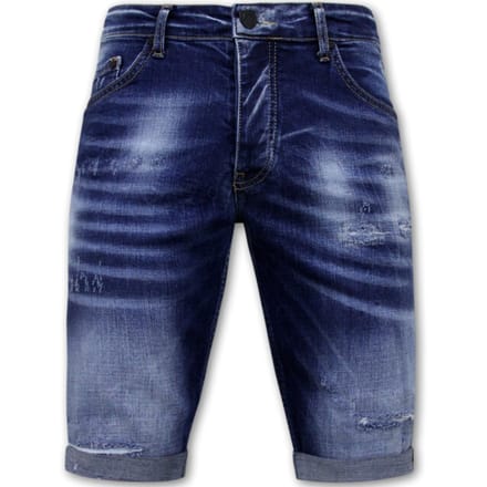 Blue Ripped Shorts Heren - Slim Fit -1081- Blauw