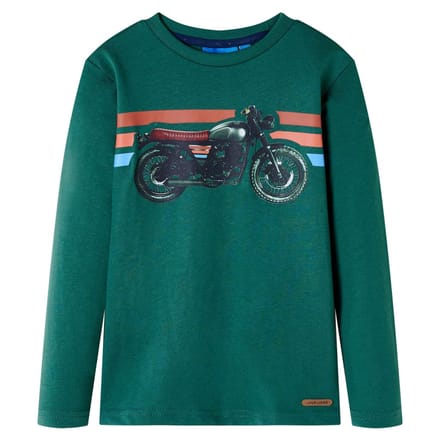 vidaXL - Kindershirt - met - lange - mouwen - 128 - groen