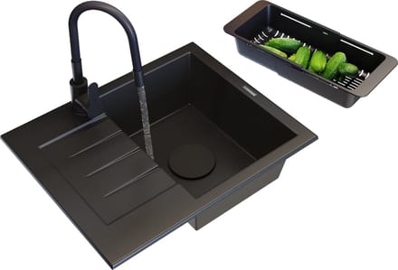 Granitische Spoelbak Granitan Milano met Kraan Mand en Sifon