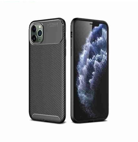 Cityhoesje-iPhone 11 Pro Siliconen Carbon hoesje – Backcase - Zwart