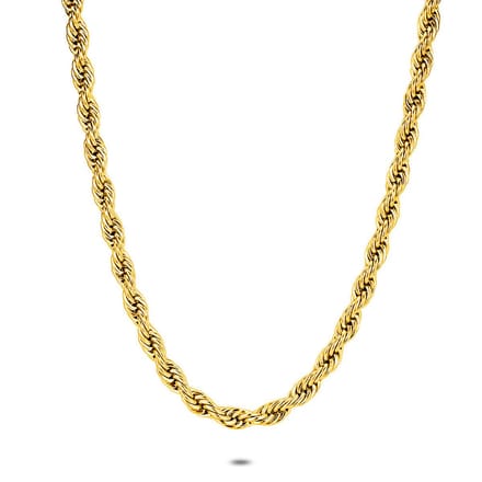 Twice As Nice Halsketting in goudkleurig edelstaal, getorste ketting, 7 mm 38cm+5cm