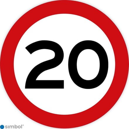 Simbol - Stickers 20 km - Maximaal 20 km/u - Duurzame Kwaliteit - Formaat ø 10 cm.