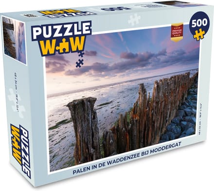 Puzzel Palen in de Waddenzee bij Moddergat - Legpuzzel - Puzzel 500 stukjes