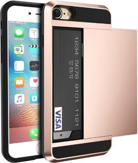 iPhone SE (2020) / 7 / 8 hybrid case hoesje met ruimte voor 2 pasjes - Rosé goud