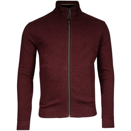 Baileys Vest Sweat Cardigan Zip Allover Waffle Texture Interlock Aubergine / male