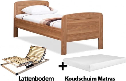 Complete set ledikant Senioren / seniorenbed 90x200cm eiken - Koudschuim Matras