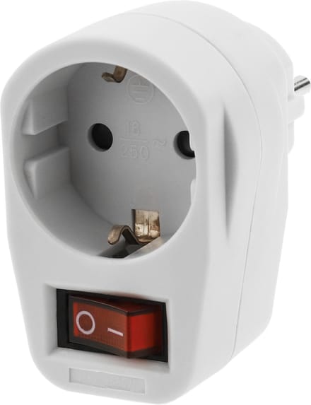 BeMatik - Witte 220VAC schuko stekker met schakelaar