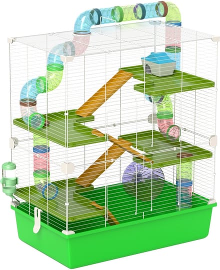 PawHut-Hamsterkooi-59x36x69cm-Staal-Groen