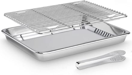 ZRSS® Braadslede - Ovenschaal RVS - Met Afkoelrooster - Braadpan Voor Ovengerechten
