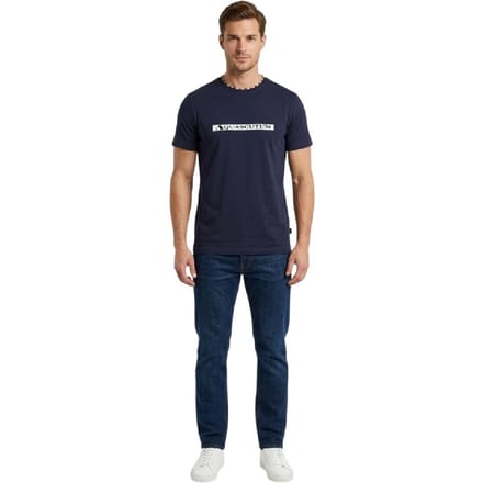 Aquascutum T-shirt met opschrift voor heren (Marine)