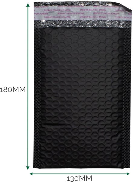 Black Poly Bubble Envelope (130x180+40mm) - 35 stuks