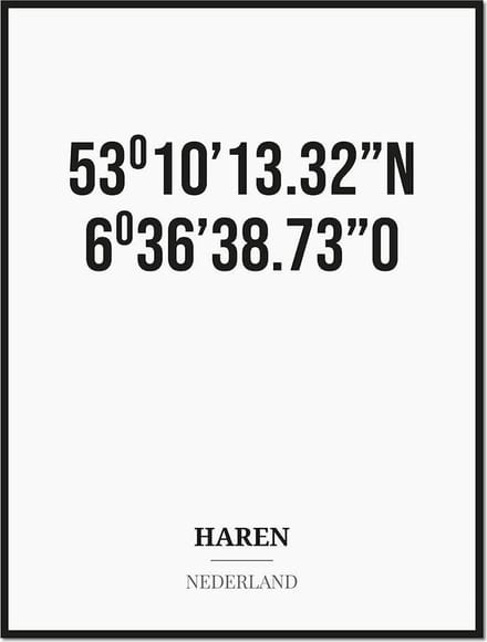 Poster/kaart HAREN met coördinaten