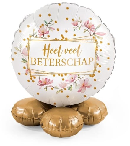 Heel veel beterschap - Bloem & dots - Ballonnen set met standaard - Everloon
