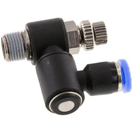 Draaibaar Regelventiel 4 mm - R1/8'' Regeling-Uit Messing/Nylon