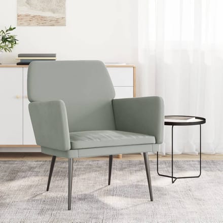 vidaXL - Fauteuil - 62x79x79 - cm - fluweel - lichtgrijs