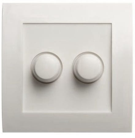 Duo dimmerknop met afdekraam en inlegplaatje voor Tradim duo dimmers – Complete set, gebroken wit