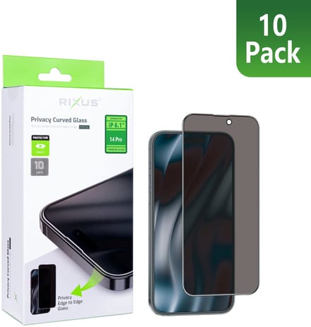 Rixus Privacy Full Curved Edge Tempered Glass For Apple iPhone 14 Pro (10-Pack)
