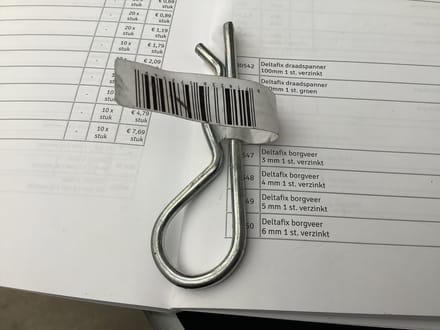 borgclip. borgveer verzinkt 4 mm. dik x 90mm. lang. 1 stuks. deltafix.