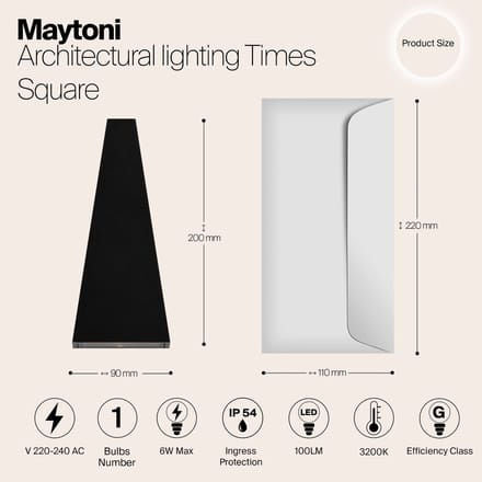 Maytoni LED buitenwandlamp Times Square zwart