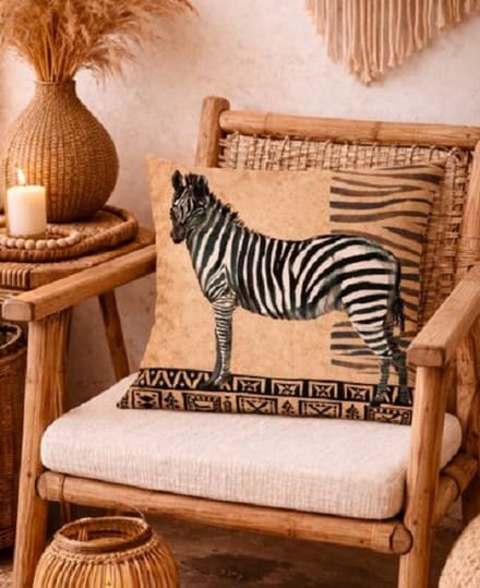 Boho Safari Collection Kussenhoes - Zebra - 45x45 cm