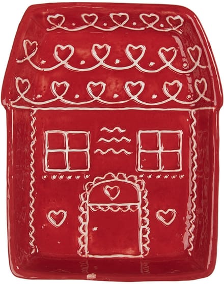 Clayre & Eef Dinerbord Huis 15x19x3 cm Rood Keramiek