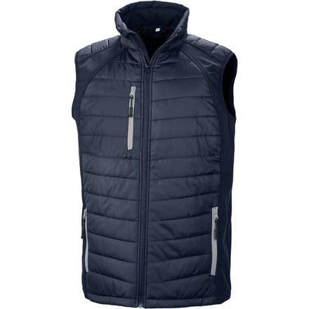 Black Compass gewatteerde softshell bodywarmer 'Result' Navy/Grey - M