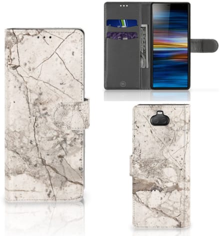 Sony Xperia 10 Bookcase Marmer Beige