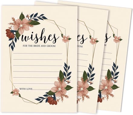 Wenskaarten Set - Advieskaarten Bruiloft - Gastenboek Alternatief - Rustiek Design - 5x7 Inch