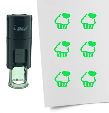 CombiCraft Stempel Cupcake 10mm rond - groene inkt