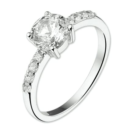 Zilver Gerhodineerde Ring zirkonia 1319262 15.00 mm (47)