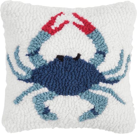 Kussen Blikvanger Krab Blauw Vierkant Zacht Geweven Woonaccessoire
