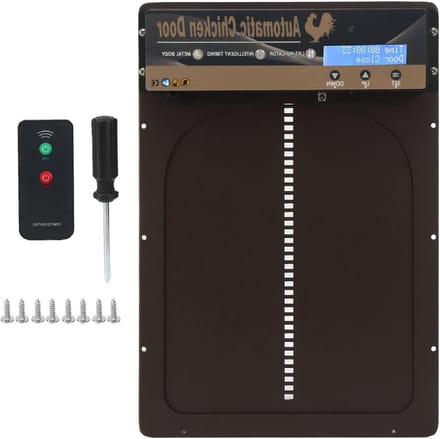 Automatische Kippendeur - Hok Deuropener - Veilig Dierenverblijf - Lichtsensor Timer - 35x24 cm - Bruin