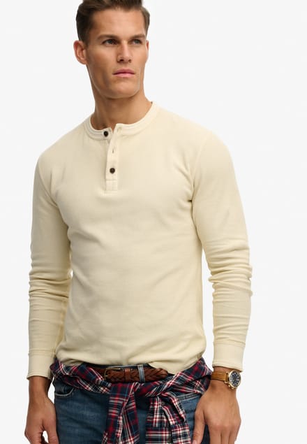 Superdry Longsleeve T-shirt Textured Grandad Beige  S