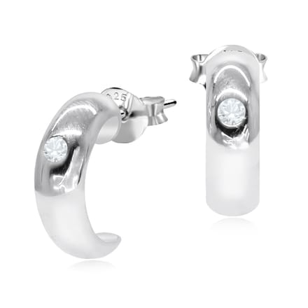 Joy|S - Zilveren oorbellen - 13 mm oorringen stud - zirkonia
