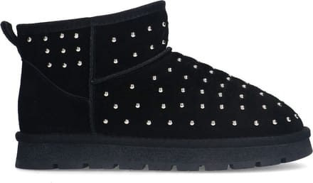 Sacha - Dames - Zwarte suède enkelboots met studs - Maat 38