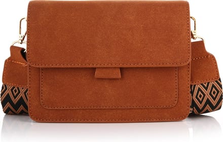 Handtas - compact schoudertas - crossbody tas - dames - cadeautip - bruin - oranje