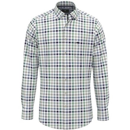 Fynch-Hatton Overhemd Classic Combi Check Button Down Grasgroen / male