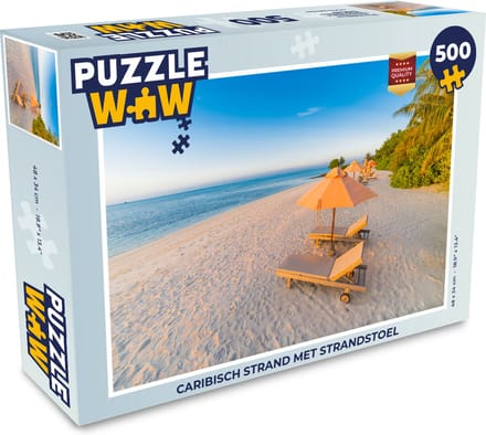 Puzzel Caribisch strand met strandstoel - Legpuzzel - Puzzel 500 stukjes