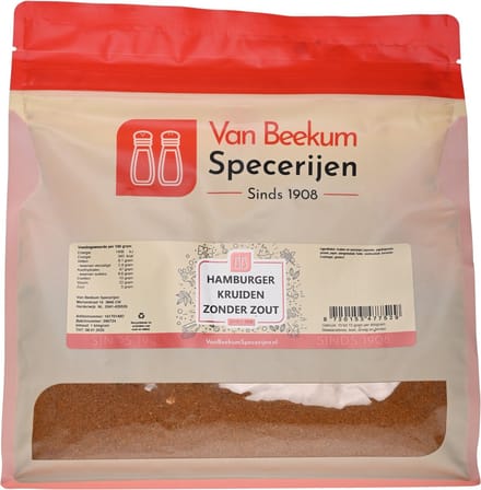 Van Beekum Specerijen - Hamburger Kruiden Zonder Zout - 1 KG (hersluitbare stazak)