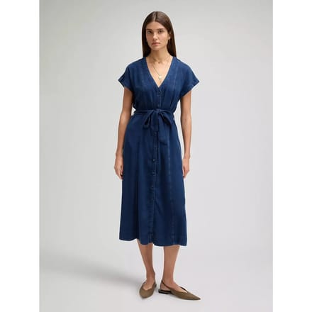 Lee Belted Midi-jurk Met Korte Mouwen Blauw M Vrouw